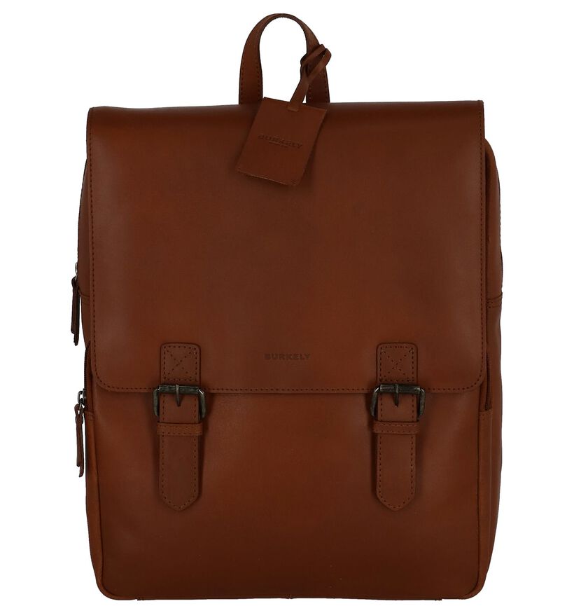 Cognac Laptoprugzak Burkely On The Move met Powerbank in leer (252881)