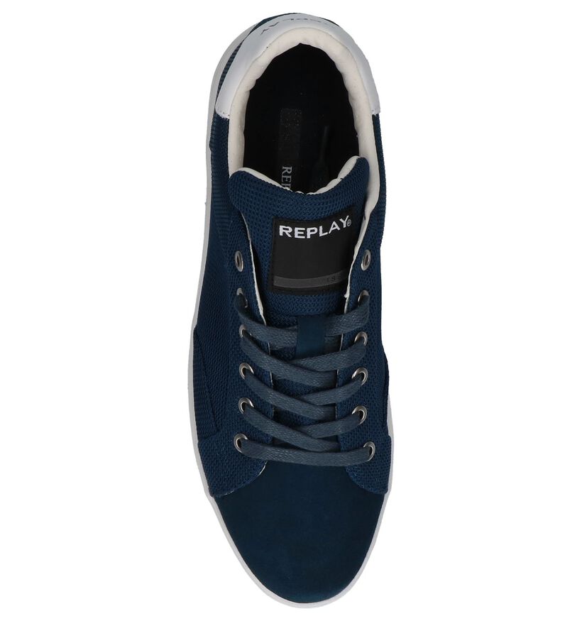 Replay College Blauwe Geklede Sneakers in nubuck (214663)