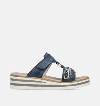 Slippers op sleehak blauw