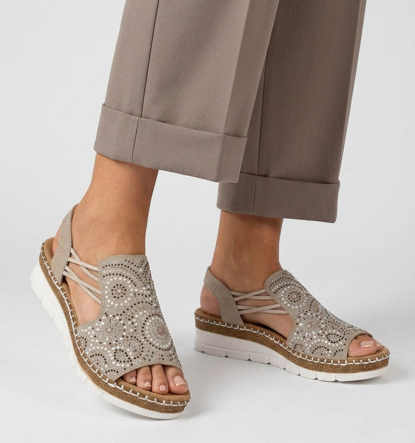 Rieker Antistress Beige Sandalen met Sleehak voor dames (370387)