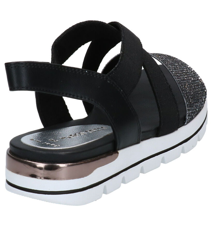 Marco Tozzi Sandales plates en Noir en simili cuir (270682)