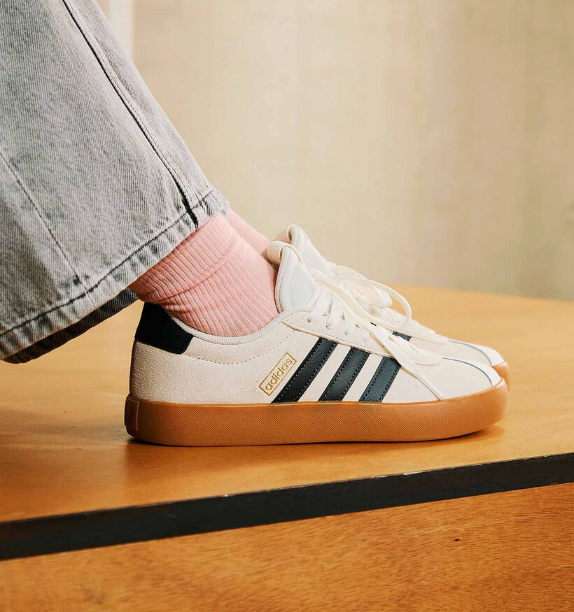 adidas VL Court 3.0 Baskets en Écru pour femmes (357131) - pour semelles orthopédiques