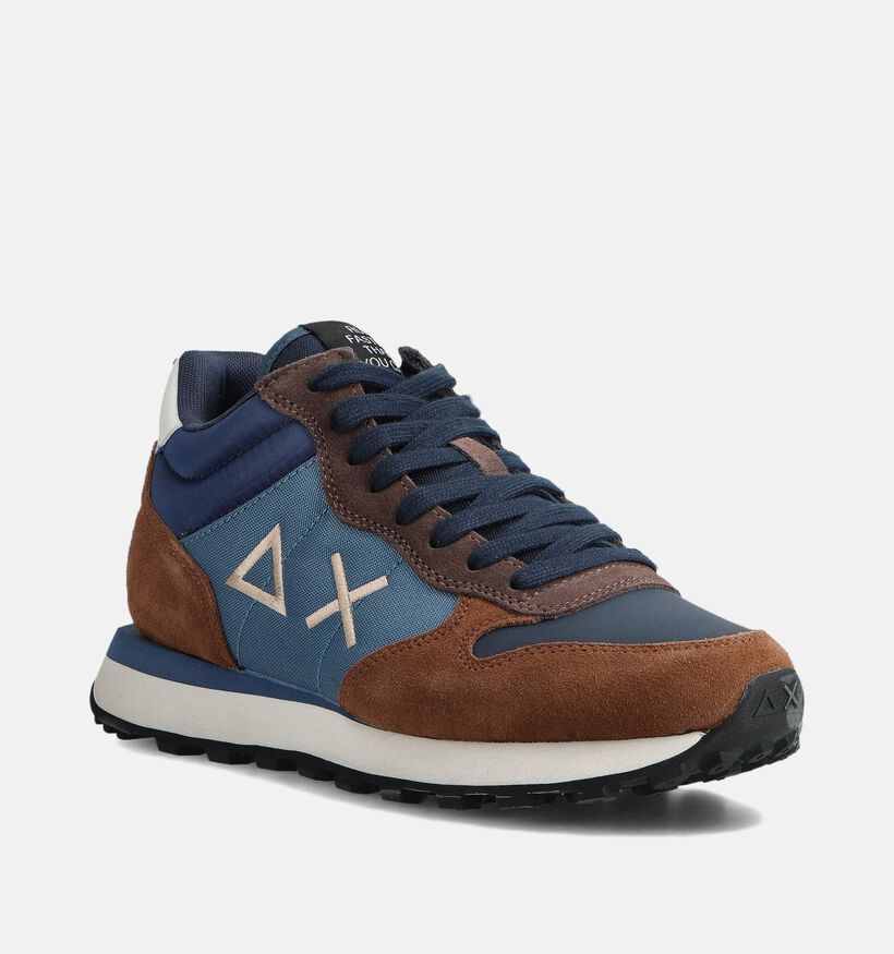 Sun68 Tom 2.0 Solid Blauwe/Bruine Sneakers voor heren (361801) - geschikt voor steunzolen