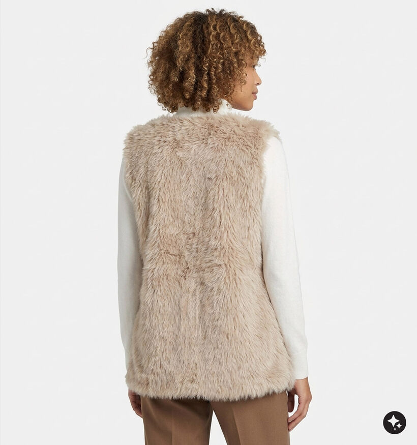 Laurent David Zaragoza Gilet Faux-Fur en Beige pour femmes (382017)