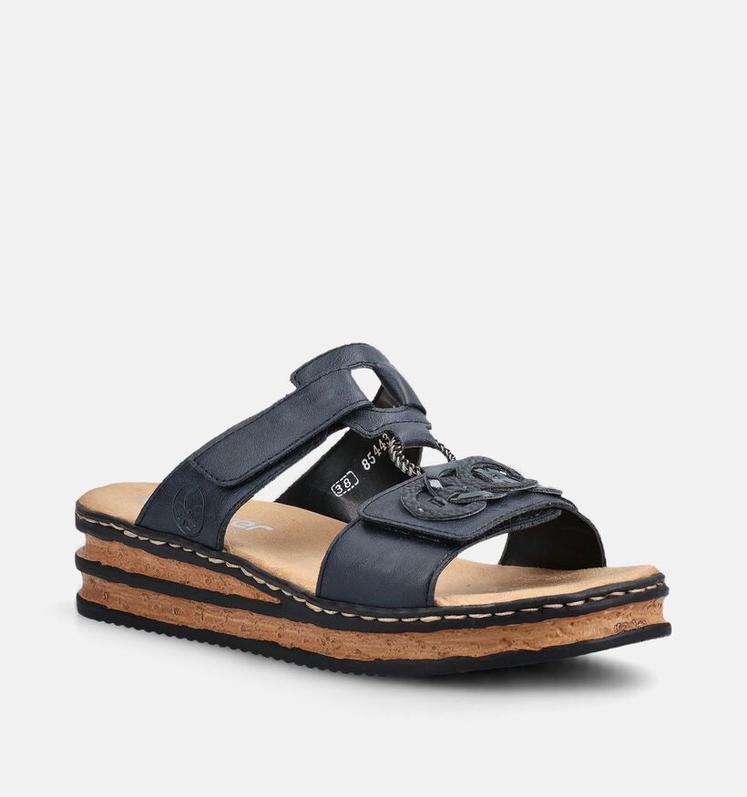 Rieker Nu-pieds compens&eacute;es en Bleu pour femmes (370406)