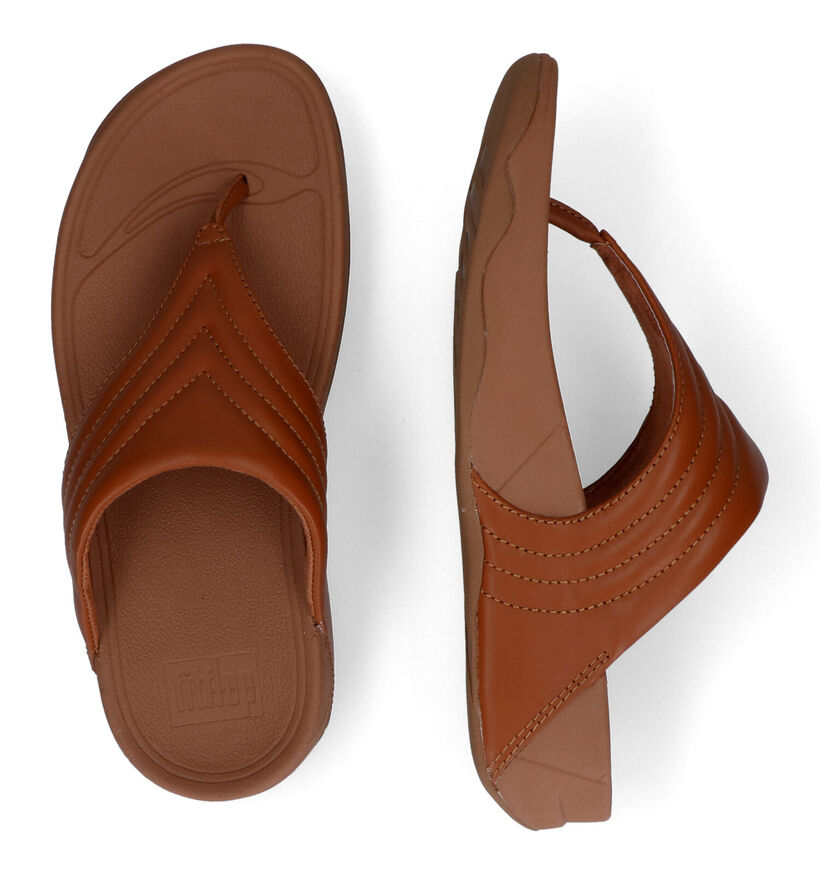 FitFlop Walkstar Cognac Teenslippers in leer (293468)