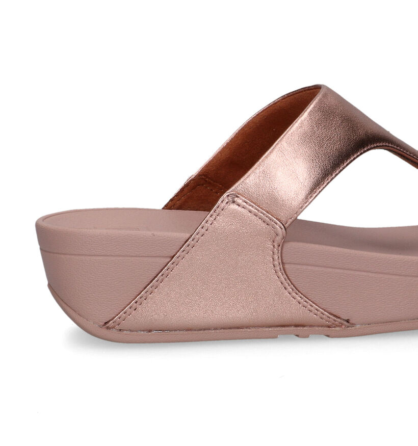 FitFlop Lulu Leather Toepost Tongs en Noir pour femmes (353633)