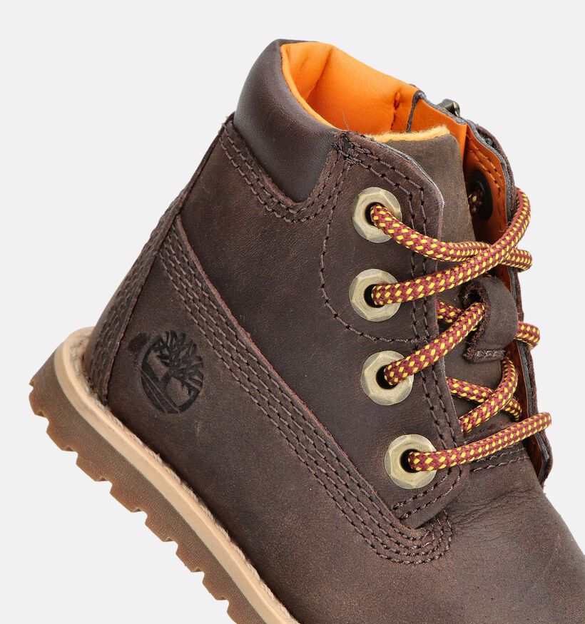 Timberland Pokey Pine Donkerbruine Boots met Veter en Rits voor jongens, meisjes (377380) - geschikt voor steunzolen