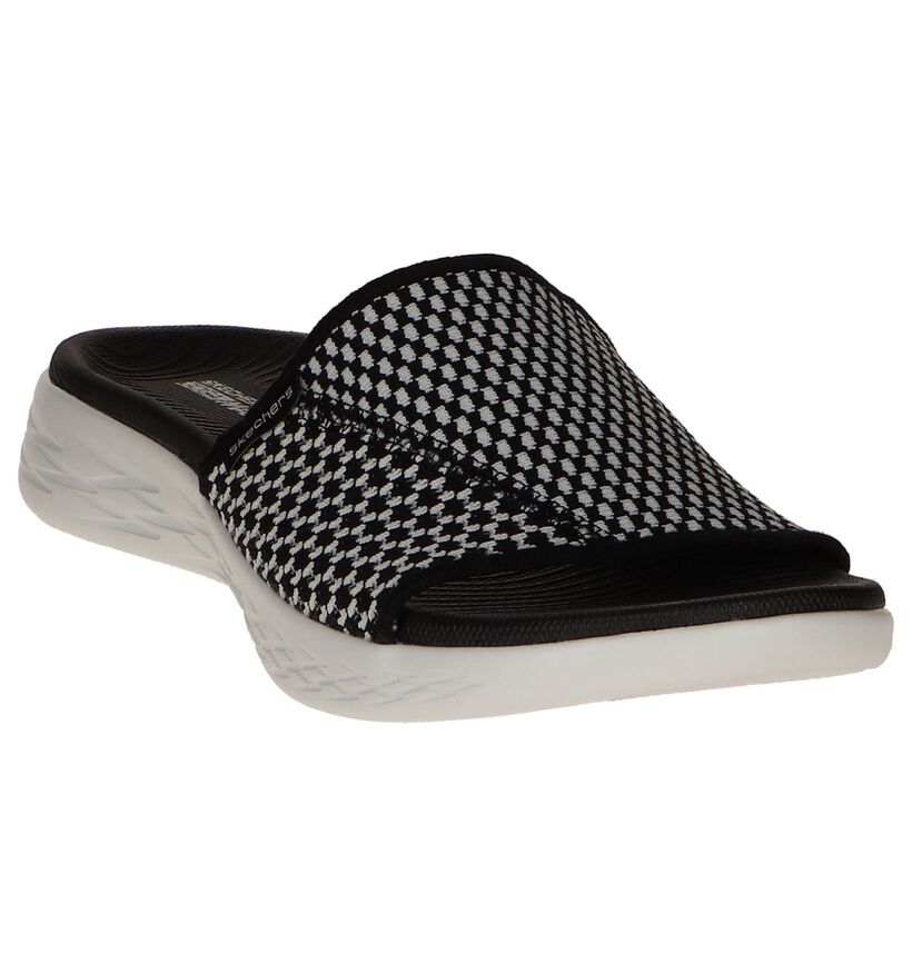 Zwart/Witte Slippers Skechers On-The-Go in stof (251891)