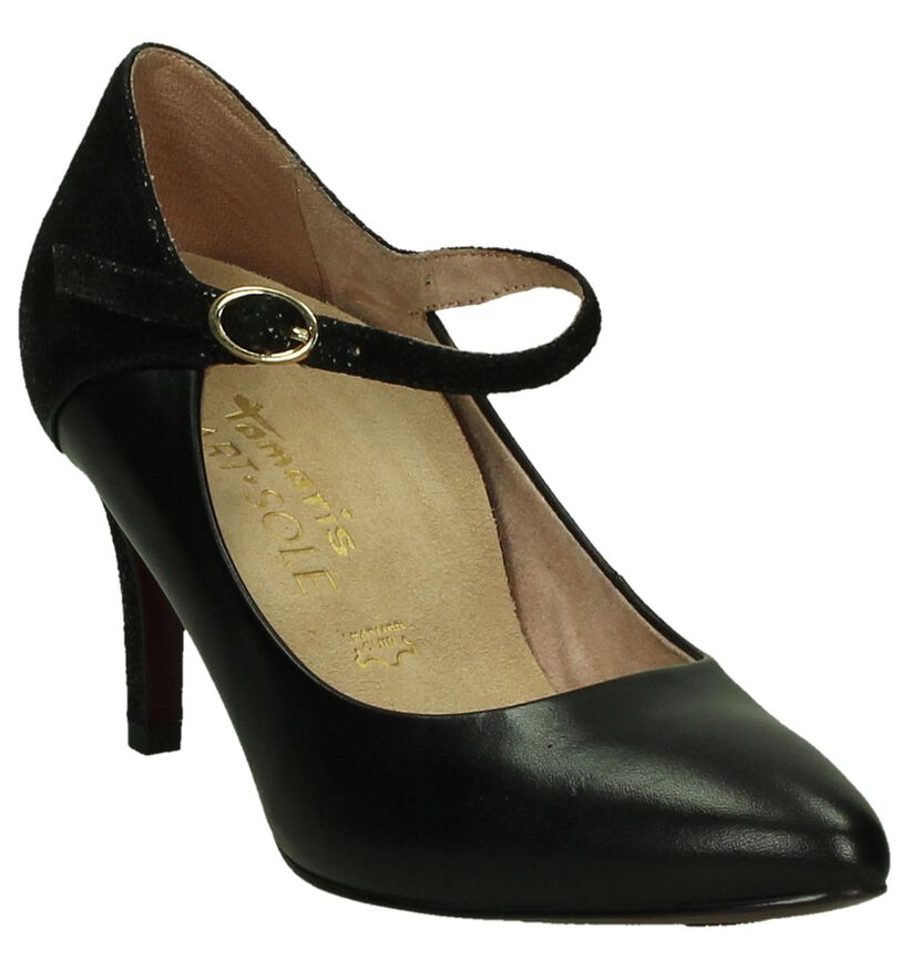 Tamaris Heart & Sole Zwarte Pumps met Bandje in leer (202722)
