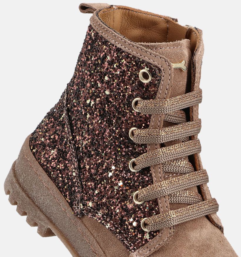 STONES and BONES Blesa Beige Glitter Veterboots voor meisjes (361973) - geschikt voor steunzolen