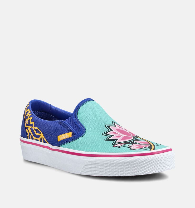 Vans Classic Slip-On x KPop Demon Hunters Blauwe/Turquoise Sneakers voor jongens, meisjes (381692)