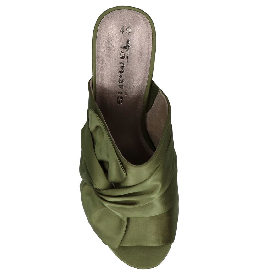Tamaris Nu-pieds à talons en Vert olive en textile (218984)