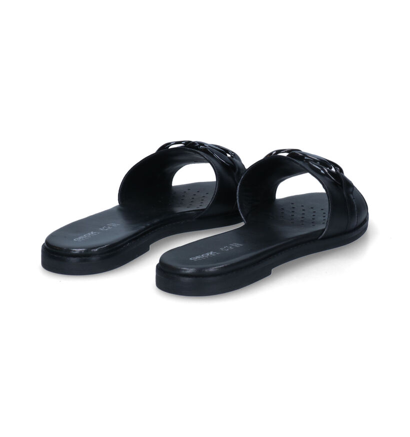 Geox Naileen Zwarte Slippers in leer (311599)