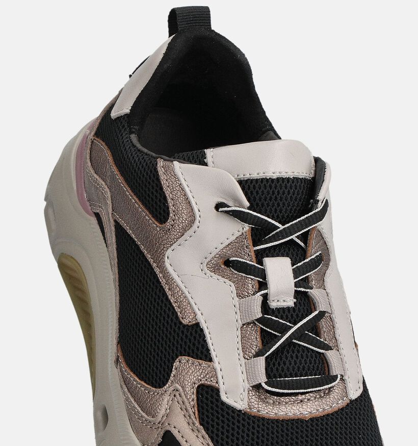 Gabor Rollingsoft Beige/Zwarte Sneakers voor dames (361601) - geschikt voor steunzolen