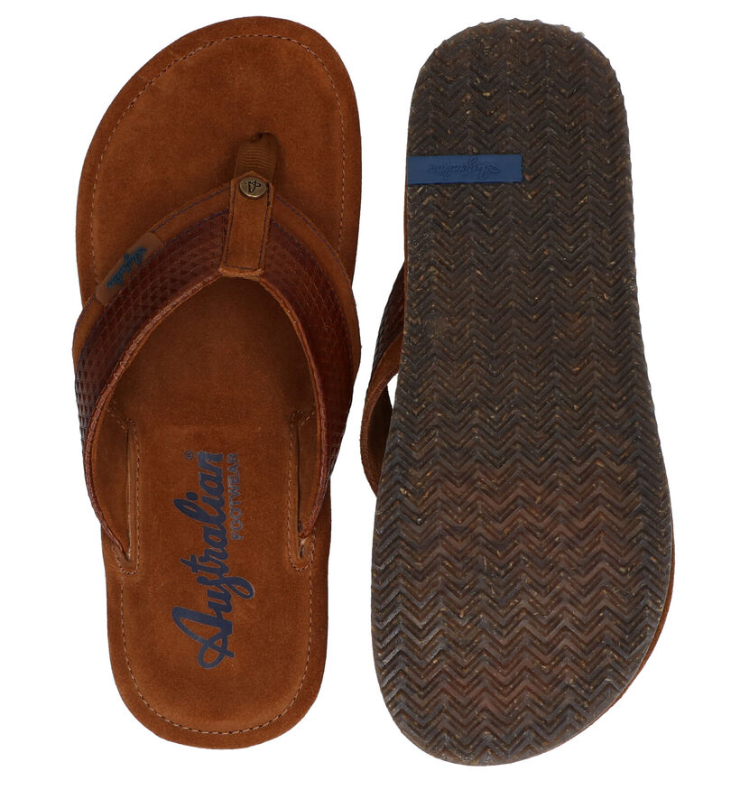 Australian Newport Blauwe Teenslippers in leer (289190)