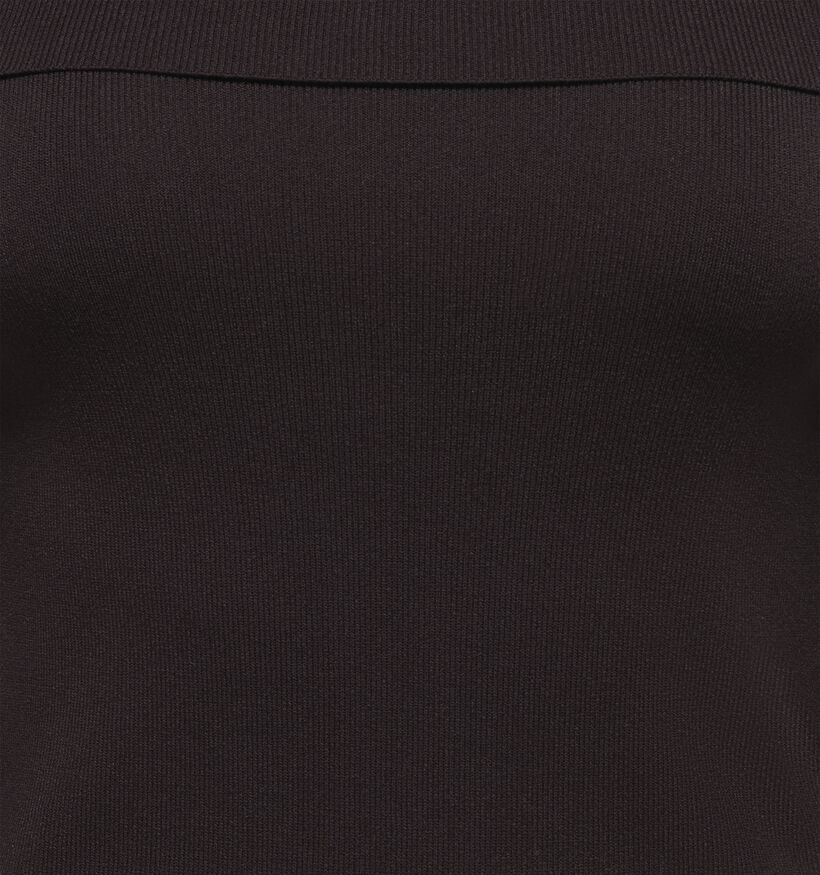 JDY Astra Donkerbruine Off-shoulder T-shirt met Lange Mouwen voor dames (379364)