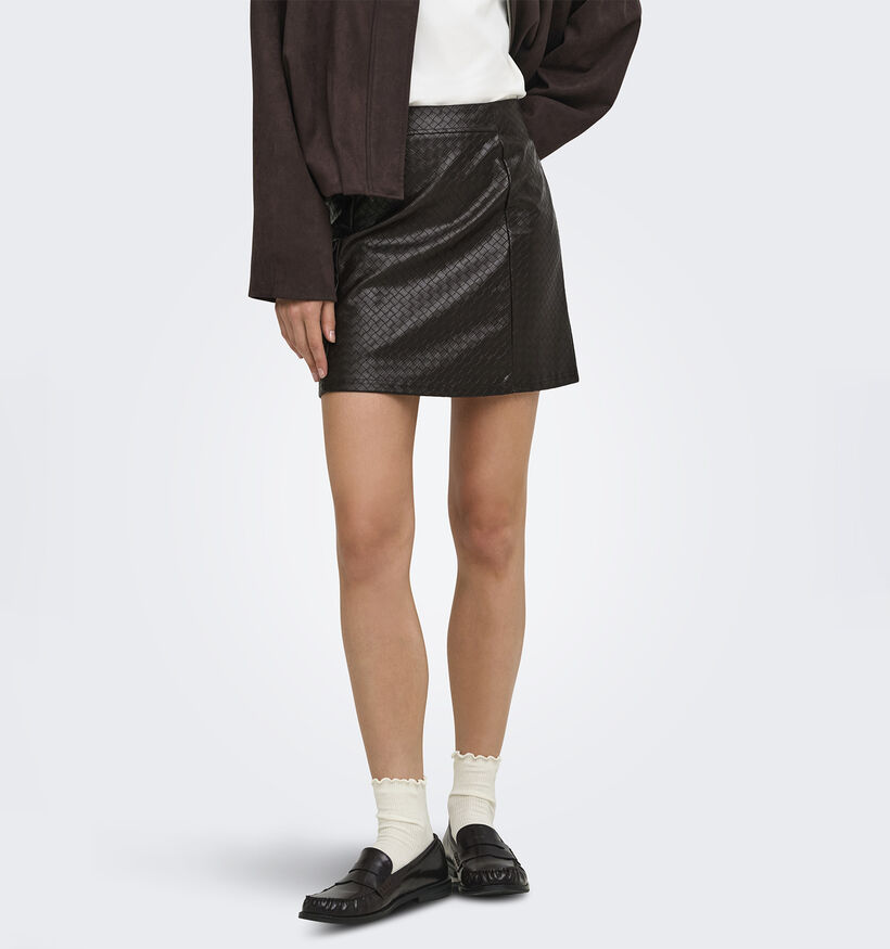 JDY Ella Donkerbruine Faux-Leather Rok voor dames (381970)