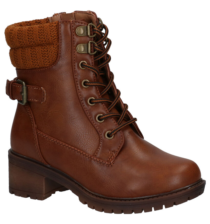 Milo & Mila Cognac Boots in stof (297209)