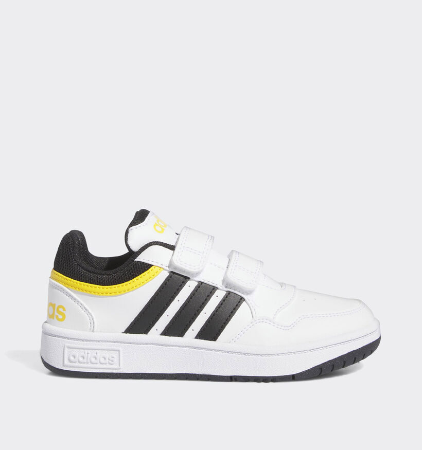 adidas Hoops 3.0 Baskets en Blanc/Jaune pour filles, garçons (366070) - pour semelles orthopédiques