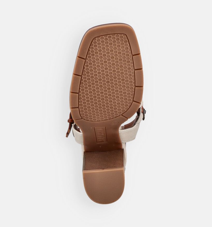 Mustang Ecru/Bruine Sandalen met hak voor dames (372132)