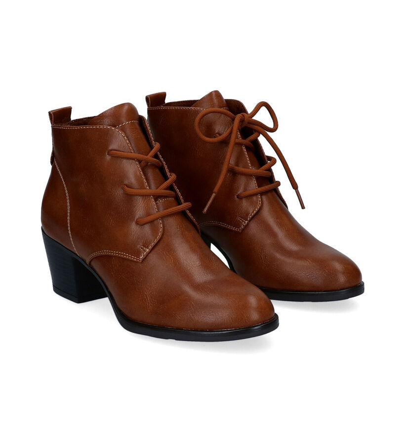 Signatur Bottines à lacets en Cognac pour femmes (314419)