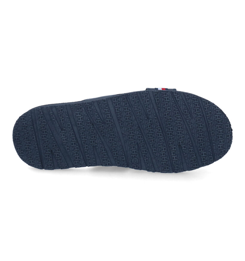 Tommy Hilfiger Criss Cross Blauwe Slippers in leer (304050)