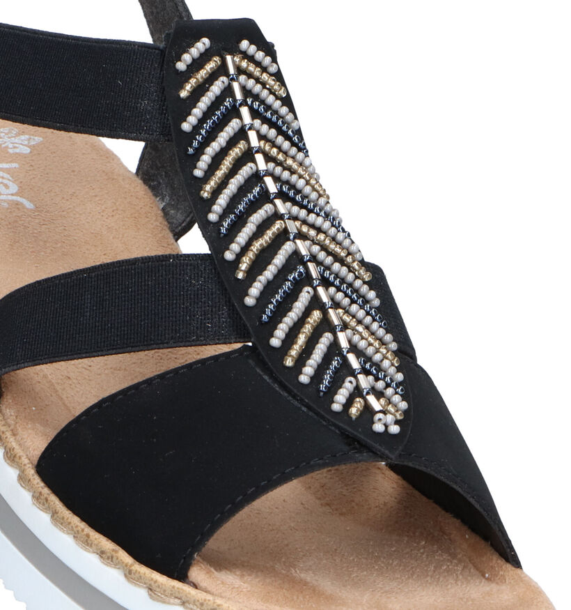 Rieker Zwarte Sandalen met Sleehak voor dames (323595)