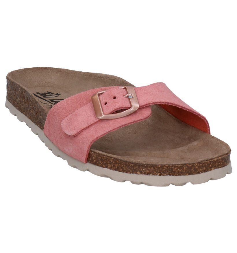 Big Leaf Nu-pieds plates en Rose foncé en nubuck (292594)