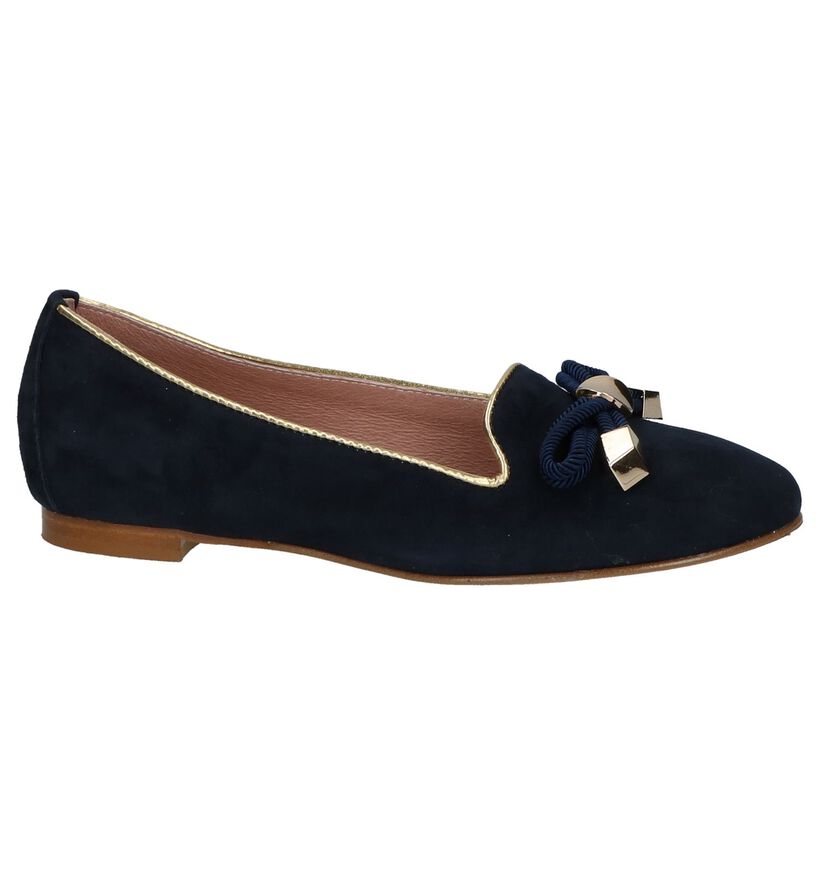 Donkerblauwe Love Loafers in daim (220192)