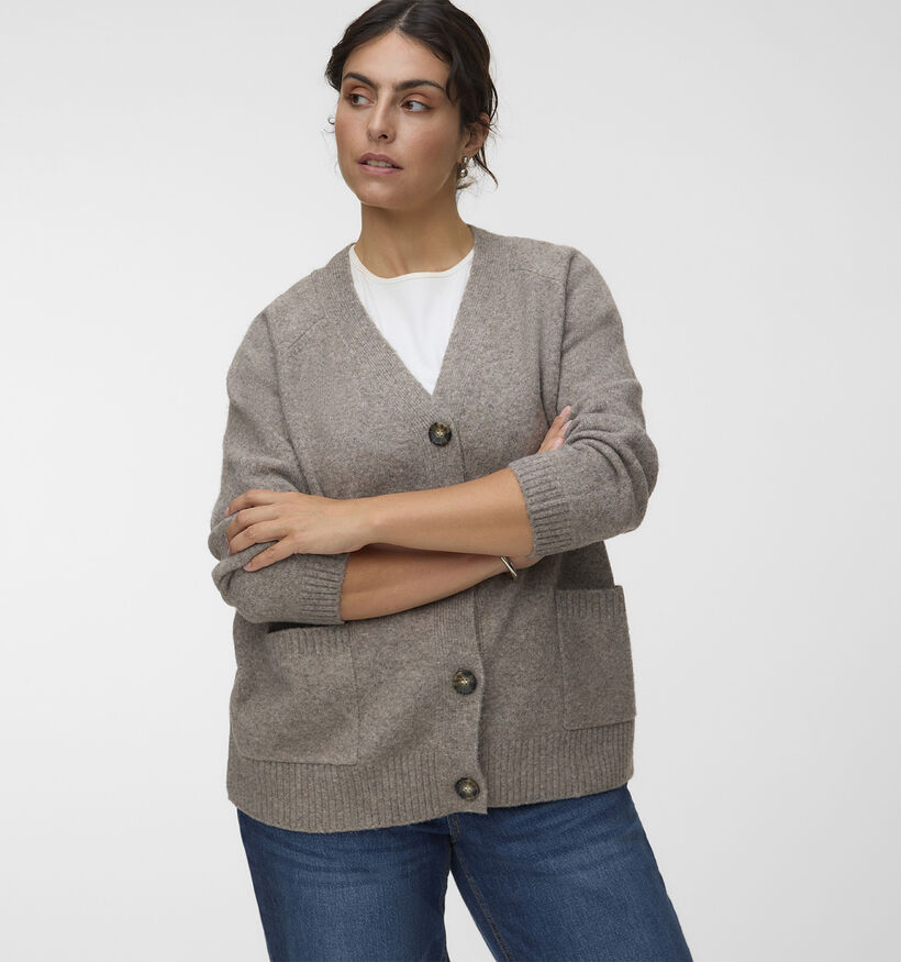 Vero Moda Curve Boom Gilet en Beige fonc&eacute; pour femmes (378116)