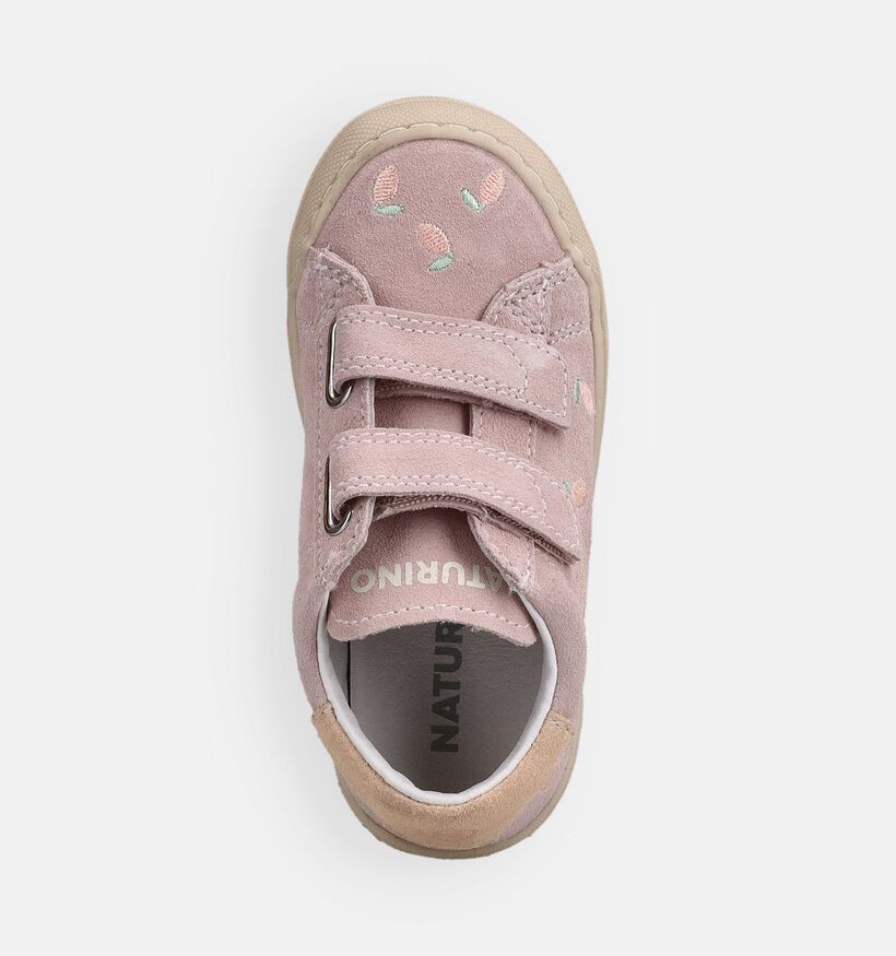 Naturino Eindhoven 2 VL. Suede Embroidery Roze Sneakers voor meisjes (372213) - geschikt voor steunzolen