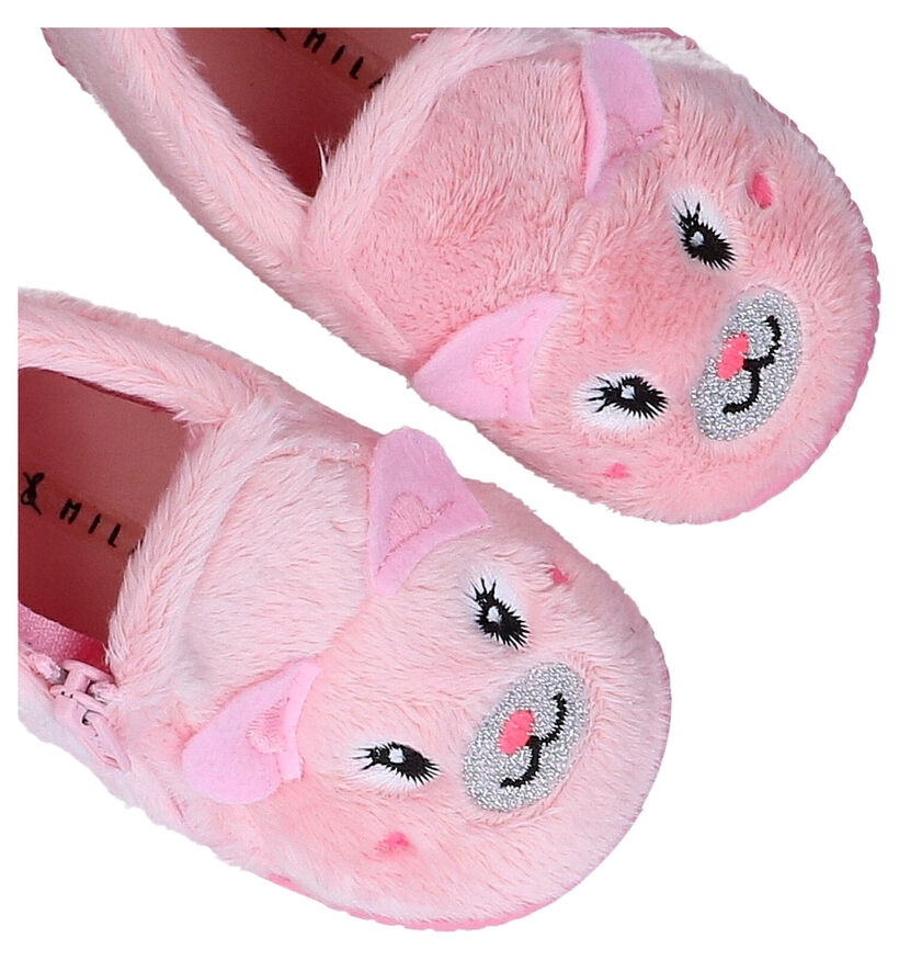 Milo & Mila Roze Pantoffels in stof (281573)