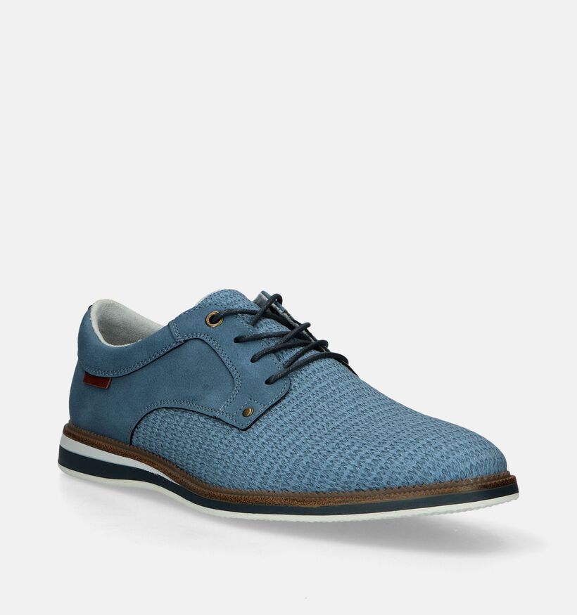 SJ Blauwe Veterschoenen voor heren (338811)