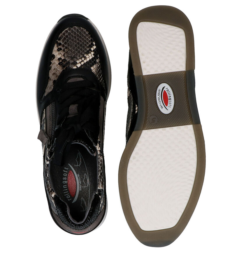 Gabor Rollingsoft Zwarte Veterschoenen in leer (282347)