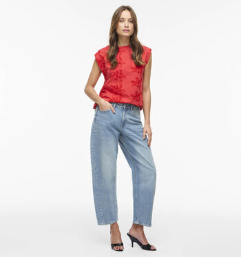 Vila T-shirts Wit/Rood