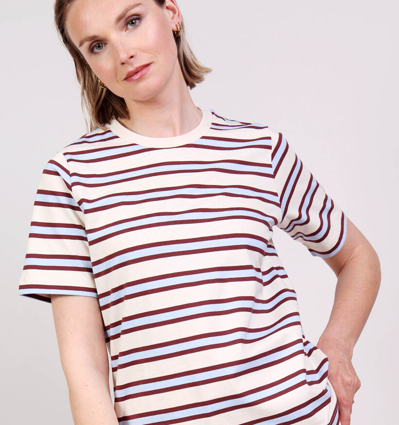 Vero Moda Mika Demi Beige/Blauwe Gestreepte T-shirt voor dames (380526)