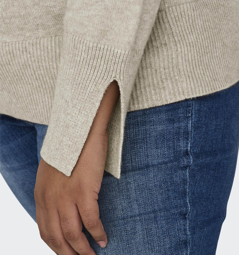 ONLY Carmakoma Fia Beige Trui met rolkraag voor dames (348432)