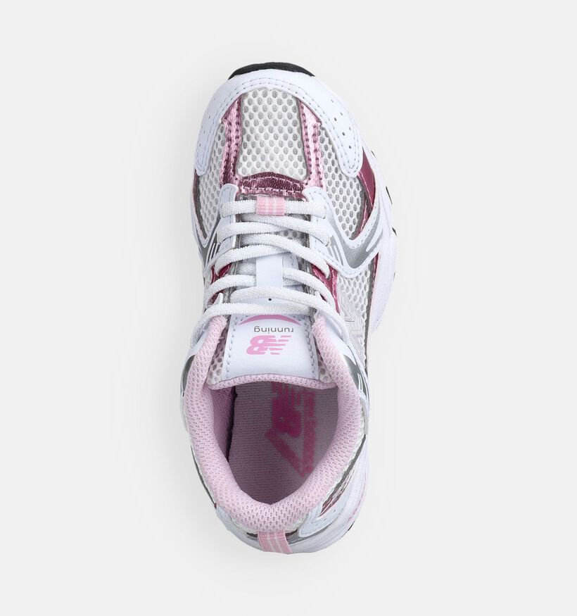 New Balance 530 Baskets basses en Blanc/Rose pour filles (375133) - pour semelles orthop&eacute;diques
