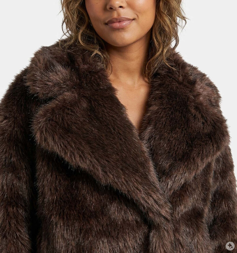 Laurent David Donkerbruine Fluffy Jas voor dames (382020)