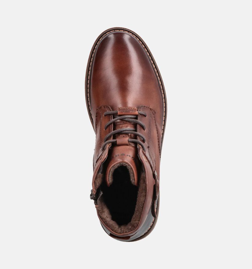 Bugatti Bruine Leren Boots met Veters en Rits voor heren (379849) - geschikt voor steunzolen