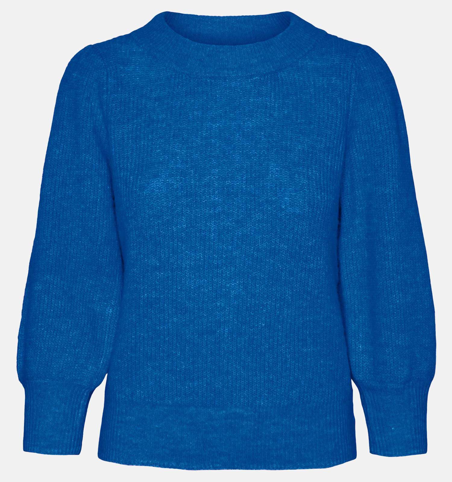 Blauwe trui met pofmouwen clearance