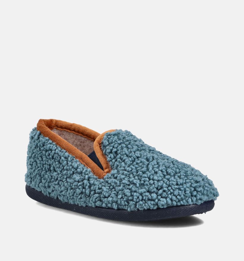 Milo & Mila Pantoufles fermées en Bleu/Orange pour filles, garçons (364932) - pour semelles orthopédiques