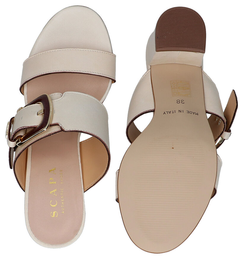 Scapa Nu-pieds à talons en Beige clair en cuir (288877)