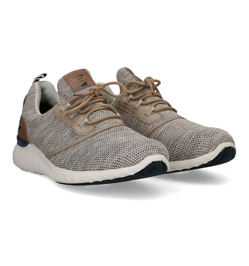 Mustang Beige Sneakers voor heren (320138) - geschikt voor steunzolen