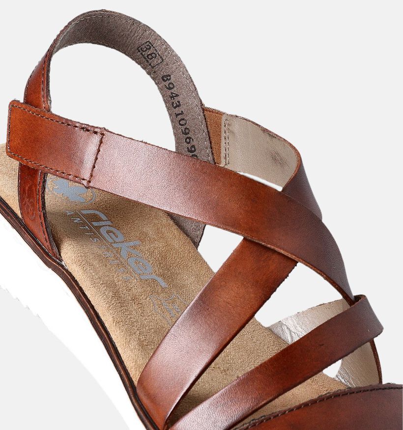 Rieker Sandales plates en Cognac pour femmes (354953)