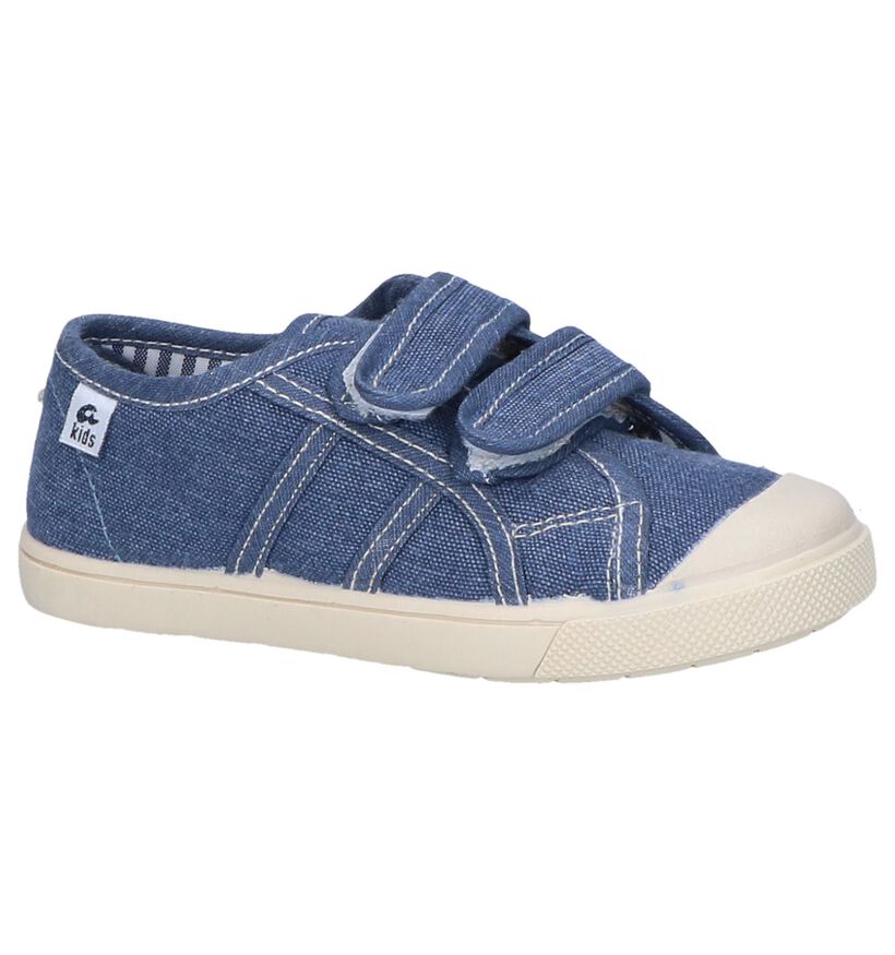 Jeansblauwe Velcroschoenen Ani Basket Florida in stof (253294)