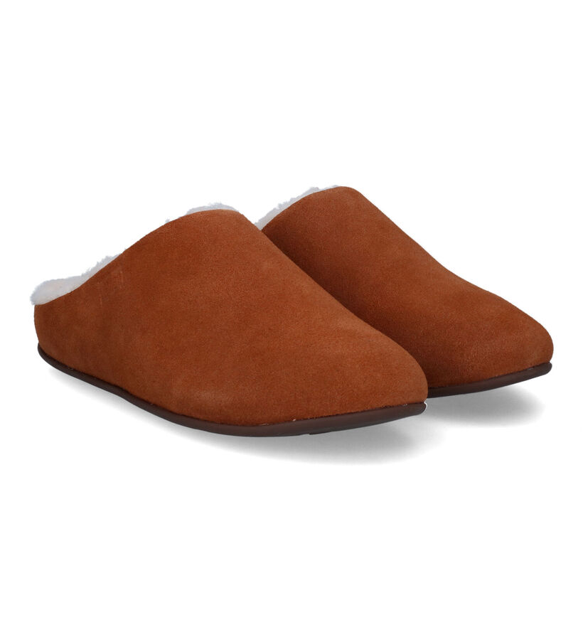 FitFlop Chrissie Shearling Pantoufles en Cognac pour femmes (313556)