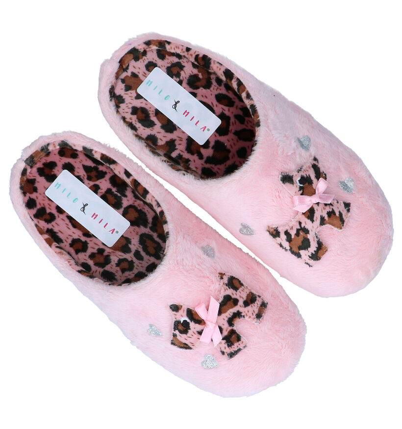 Milo & Mila Roze Pantoffels in stof (278459)