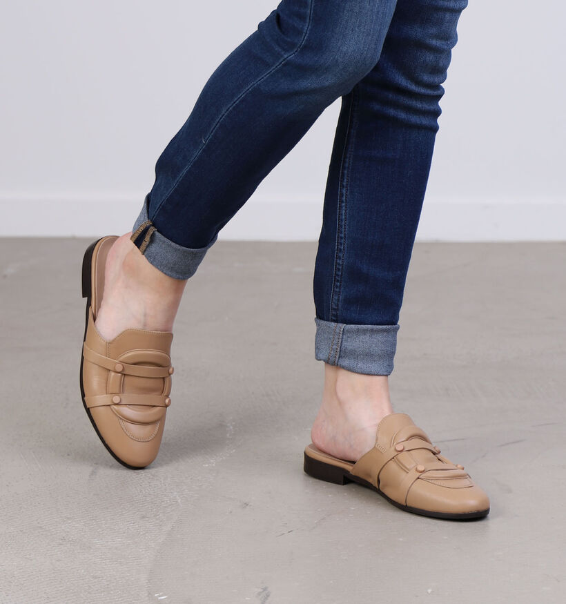 March23 Iconic Mules en Beige en cuir (296607)